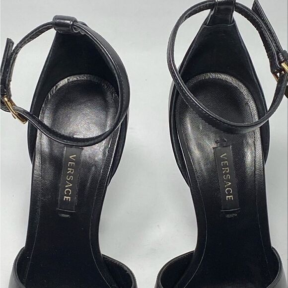 VERSACE Black Medusa Heeled Sandals size 36.5 - Picture 8 of 12